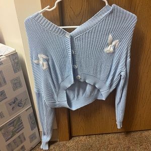 playboy cropped light blue cardigan